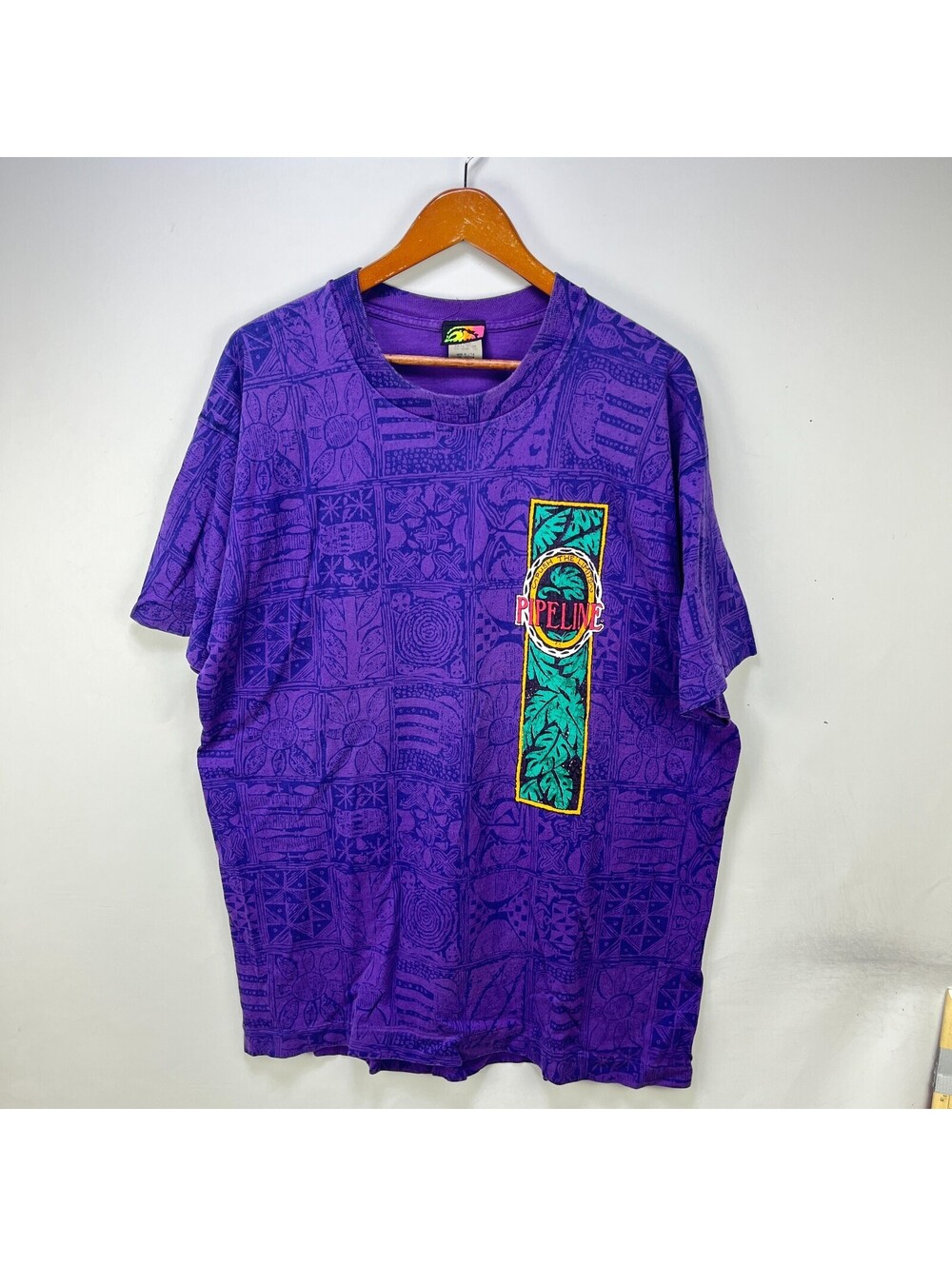 Vintage Pipeline All Over Print Hawaii Surf T-Shirt XL